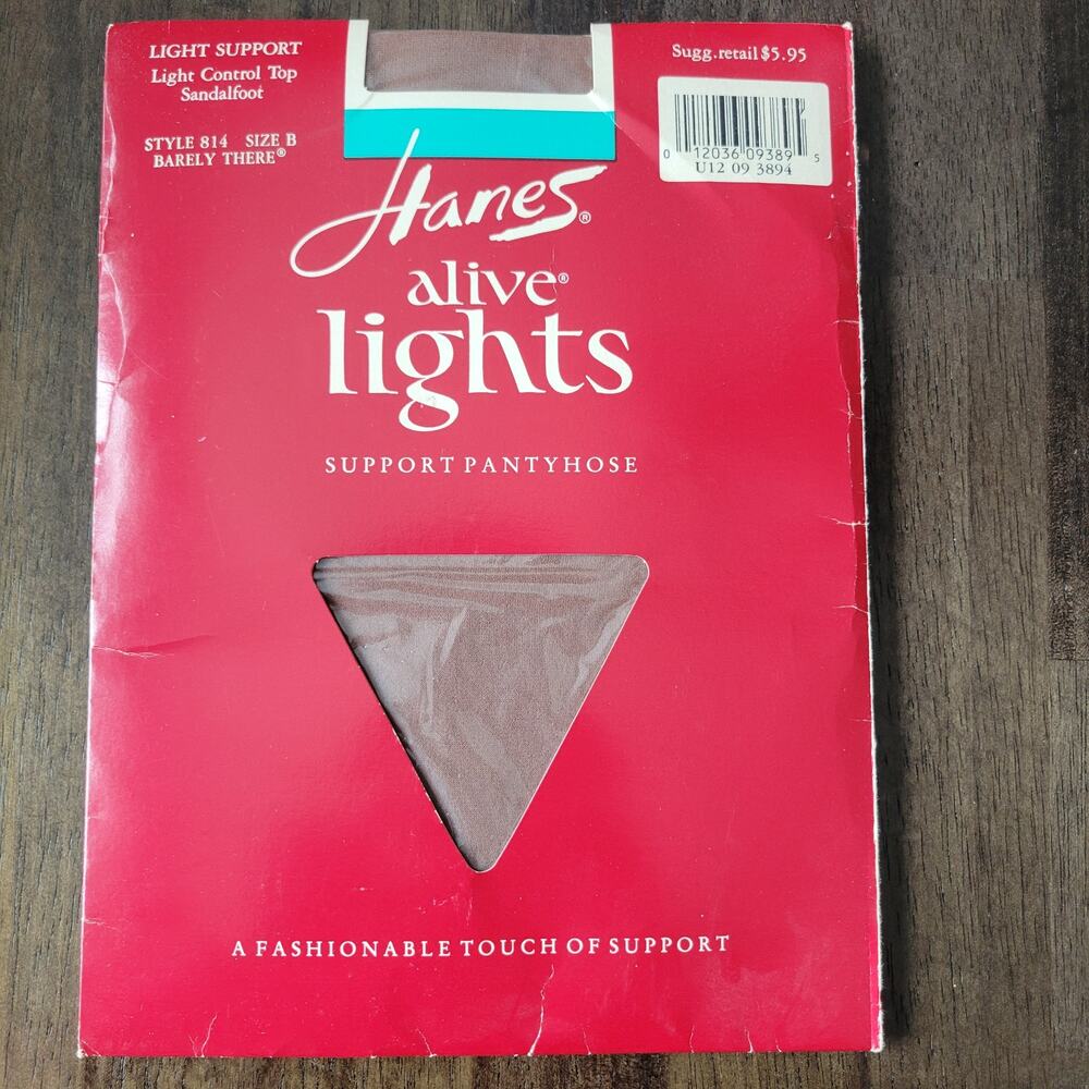 Hanes Alive Lights Support Pantyhose Control Sandalfoot Size B Barely There 814